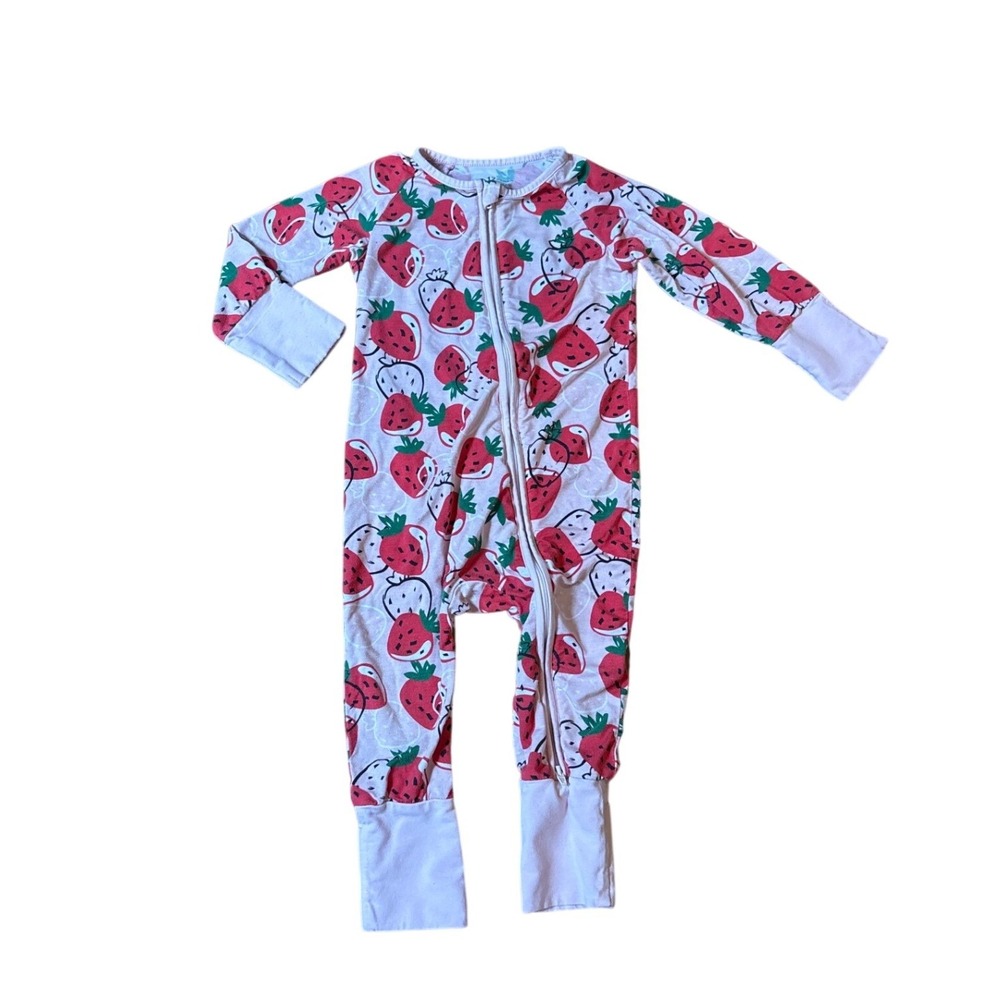 Baby Pajamas Kids Pink Strawberry Bamboo Zippy Sleeper SIZE 12-18m